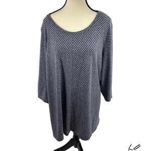 Emily Daniels Womens Tunic Top Striped Blue Casual Stretch 2X Plus Size